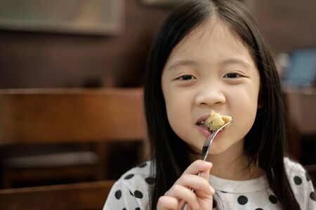 Girl Eating Pastry Snack, Vintage