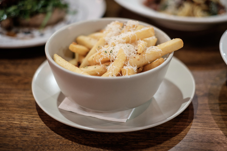 French Fries with Cheese, Vintage Lookの写真素材