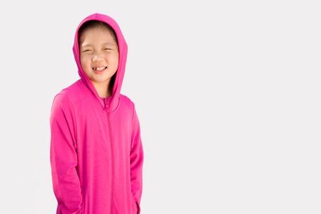 Sporty Concept Illustrated by Asian Child in Sweater Isolated on Whiteの写真素材