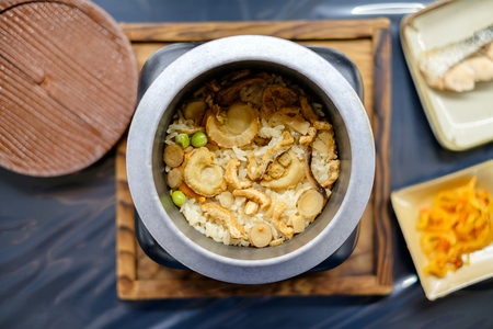 Baked Scallop Rice Pot, Japanese Cuisineの写真素材