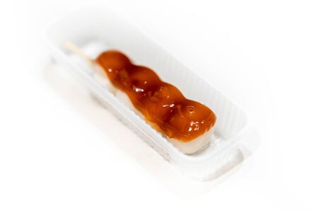 Isolated shot of Dango, Japanese traditional dessert, on white background.の写真素材