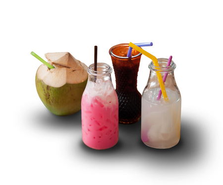 Set drinks on white backgroundの写真素材