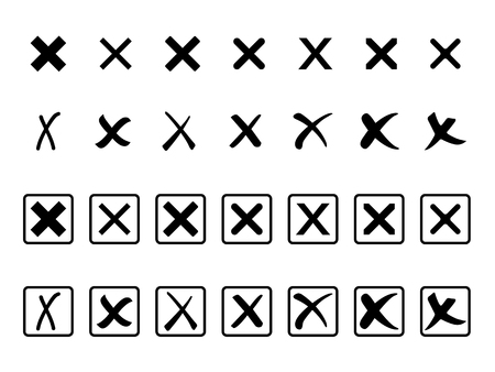 Wrong mark icon, Cross sign icon setのイラスト素材