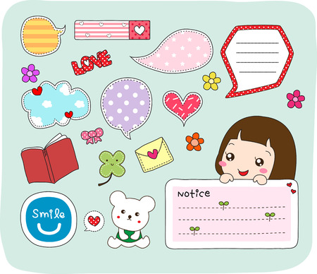 Set of labels, stickers, speech bubbles, framesのイラスト素材