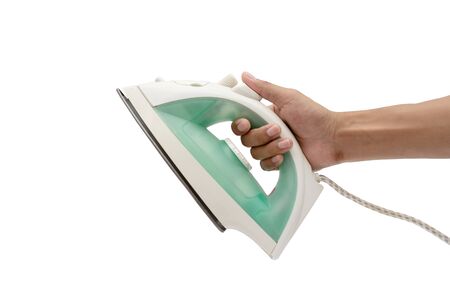 side view iron with hand hold isolated white backgroundの写真素材