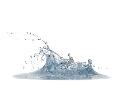 Blue water, water drop splash isolated on white backgroundの写真素材