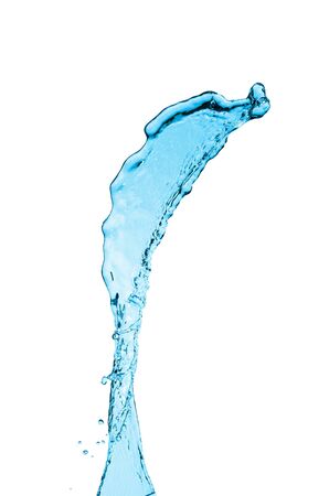 Blue water, water splash isolated on white backgroundの写真素材