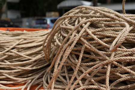 texture rope is stacked together into a dense roll.