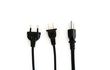 Power cord for Electronic Equipment On white backgroundの写真素材