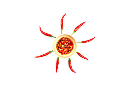 Red chili, chili isolated on white background.の写真素材