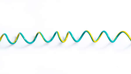 yellow green electric wire on a white background