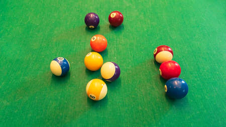 snooker on green snooker table , pool table background