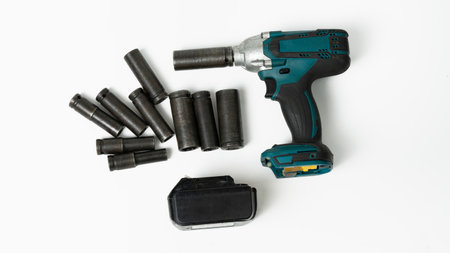 set box electric Impact wrench isolated on white backgroundの写真素材