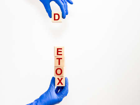 DETOX word made with building blocks, detoxication conceptの写真素材