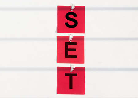 set word written on papers. setting concept inscriptionの写真素材