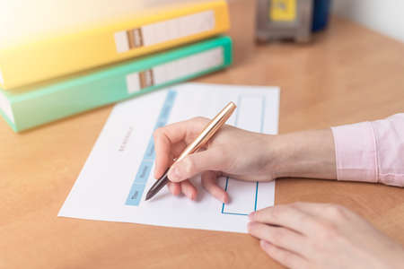 Planning in office by woman, schedule making, time management concept