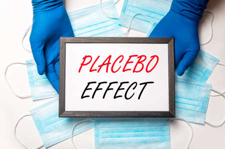 Placebo effect inscription. Fake pills treatment concept.の写真素材