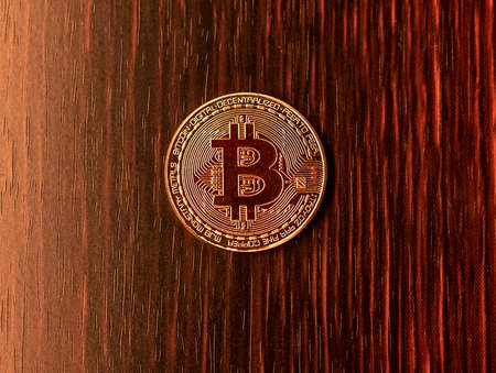 Bitcoin or BTC golden coin with sign of cryptocurrency.の写真素材
