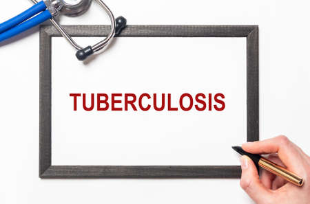 Tuberculosis word, inscription. Tb infection or virus.
