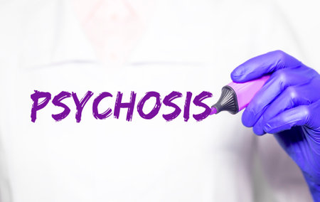Psychosis word, inscription. Mental disorder and problem.の写真素材