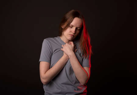 Woman suffering from soul hurt, loos of hope. Concept of grief, despair and trouble.
