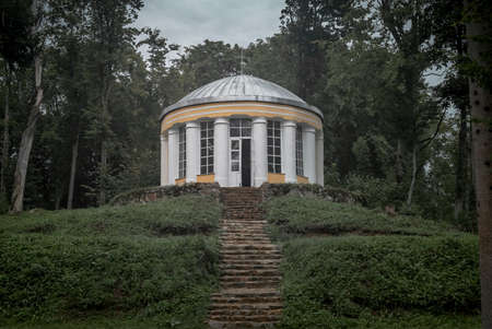 Rotunda, religious building for praying with columns and stone stairs, way up to god concept.の写真素材