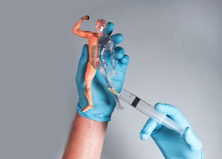 Injection shot in muscles of skinless body model.