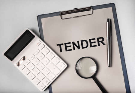 Business tender, offer for procurement. Word on paper.の写真素材
