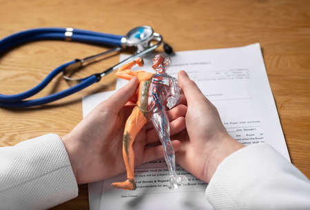 Health insurance concept. Medical healthcare contract with stethoscope.