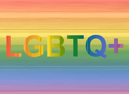 LGBTQ plus acronym on colorful rainbow background.の写真素材
