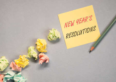 New Year s resolutions concept. Text on paper.の写真素材