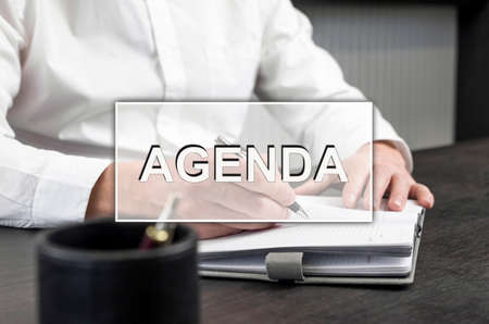 Business agenda concept. Word, text on photo.の写真素材