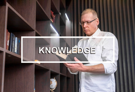 Knowledge word on business photo with books.の写真素材