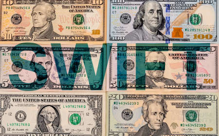 SWIFT acronym. Word, international bank system. photo