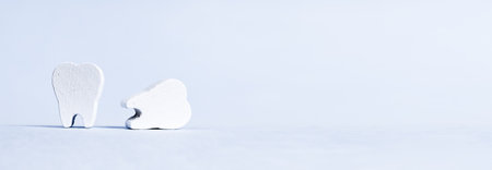 Abstract teeth banner with copy space for text, Blue background. High quality photoの写真素材