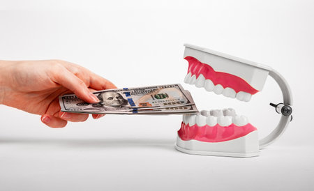 Money for teeth health, tooth healthcare, dental treatment, dentistry service. High quality photo