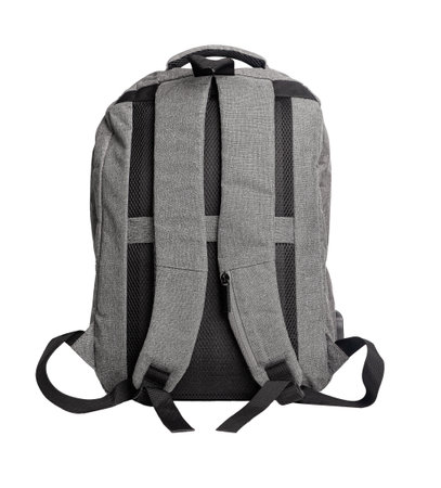Backpack isolated on white background. Laptop rucksack, schoolbag, back rear view.