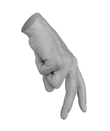 Fingers walking gesture, stepping isolated on white background.の写真素材