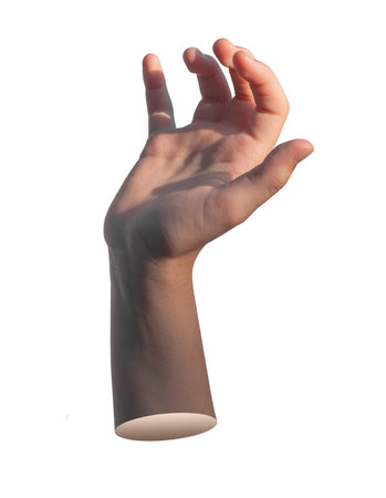 Catching, grasping, hand gesture, sign isolated on white background.の写真素材