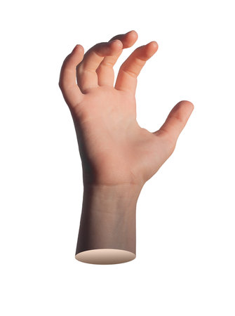 Grabbing and grasping, hand gesture, sign isolated on white background.