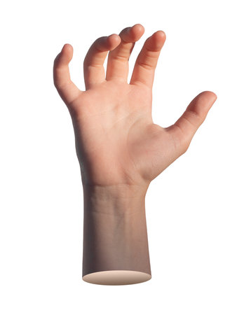 Catching, grabbing, hand gesture, sign isolated on white background.の写真素材