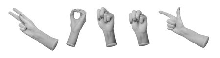 Hand signs and finger gestures, isolated on white background, set.の写真素材