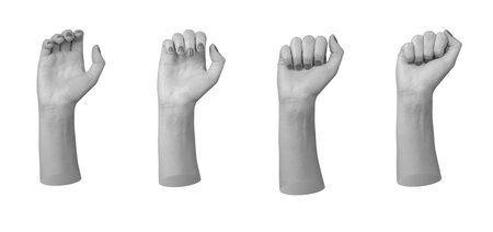 Hand with clenching fingers in fist sign, isolated on white background.の写真素材