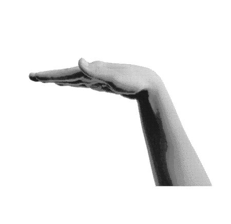 Hand gesture, showing limit, limitation isolated on white background. Halftone dotted retro style vectorのイラスト素材