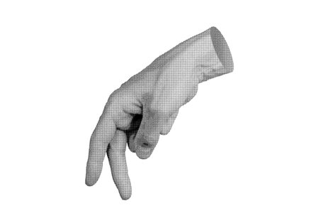 Fingers walking, stepping gesture, tickling isolated on white background. Halftone dotted retro style vectorのイラスト素材