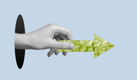 Aim and direction shown with hand pointing towards target. Focused on goal, ambition, and...