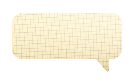 Speech bubble with checkered grid texture, symbolizing conversation and communication. Empty space...