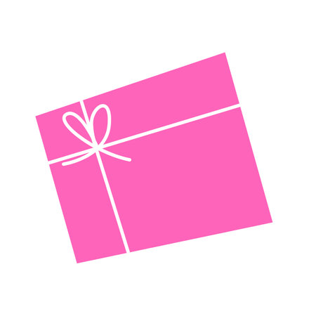 Gift with ribbon and bow. Present wrapped for holiday, birthday, or anniversary with festive decoration, surprise, love, and adornment. Vector illustration Isolated on white background..のイラスト素材