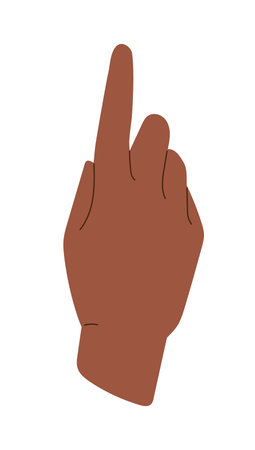 Finger pointing up. Index hand gesture showing pointer, tap or click button, press, touch, swipe screen. back view arm raised. Vector isolated on white background.のイラスト素材