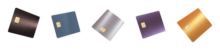 Credit and debit cards in sleek, modern design with black, gold, and platinum finishes. Ideal for...